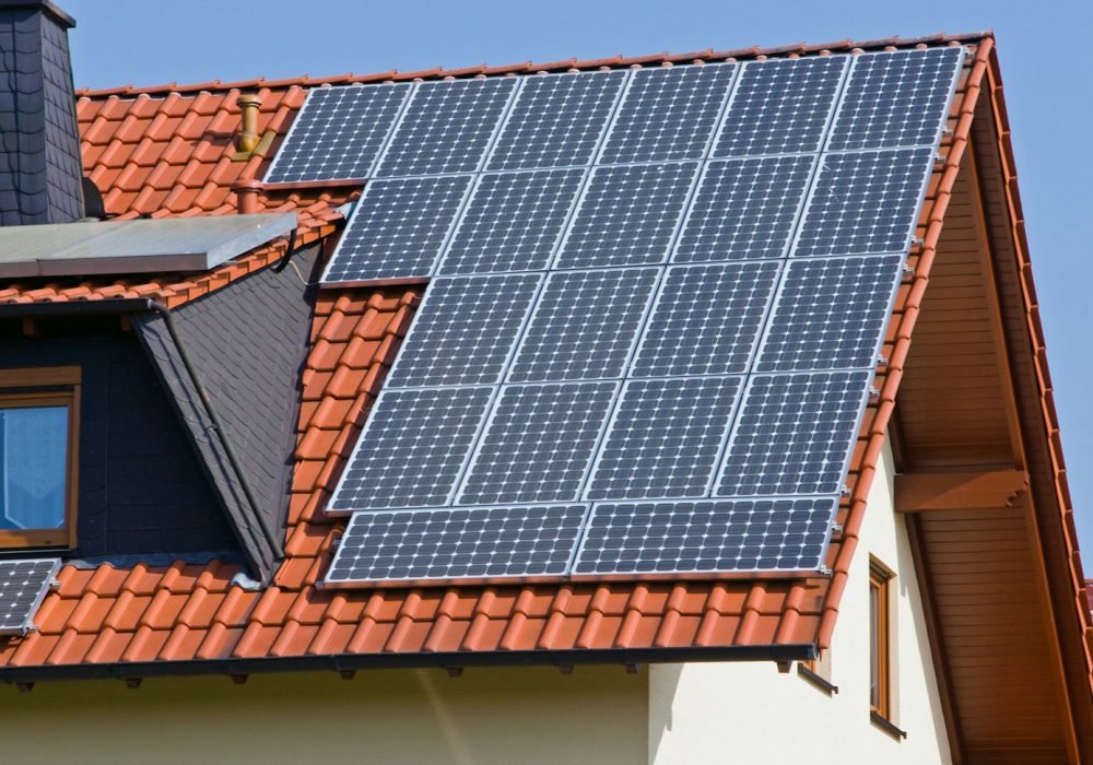 Roof with solar panels